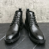 Xajzpa Men's short boots winter fashion new comfortable Amazon tight lace shoes old-fashioned business men's casual fashion shoes