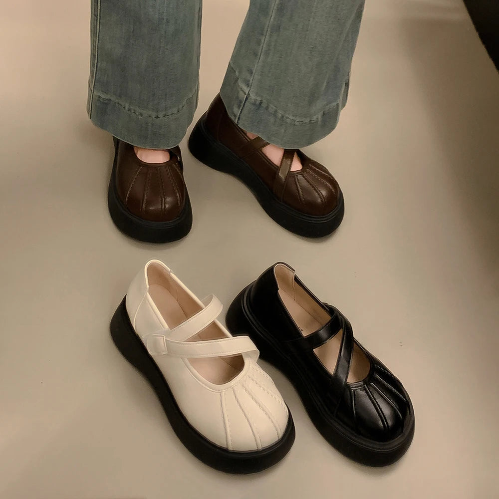 Xajzpa Women Shoes Autumn British Style Clogs Platform Female Footwear Oxfords Fall Preppy Creepers New Dress Leather Mary Janes