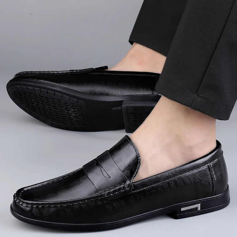 Xajzpa Genuine Leather Men Shoes Casual Men Loafers Breathable Office Formal Shoes Men Designer Slip on Driving Shoes Plus Size 38-46