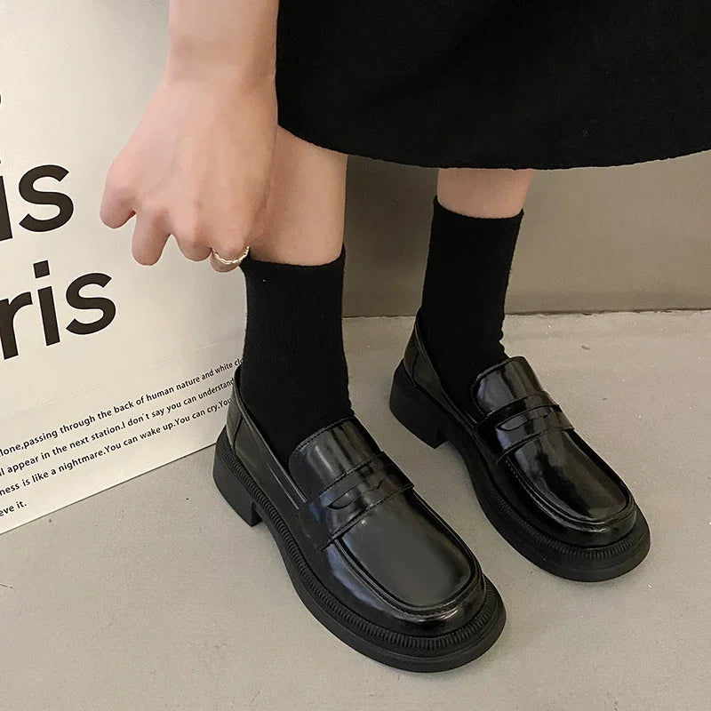 Xajzpa Brown Loafers Women Japanese School Students JK Uniform Shoes Round Toe Women Girls Retro Round Toe Lolita Cosplay Shoes Size 42