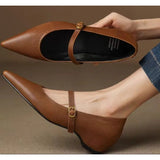 Xajzpa New Fashion Women's Coarse Heel Shoes Spring Square Head Shallow Mouth Suede Metal Buckle Anti-slip Wear-resistant Low-top Shoes