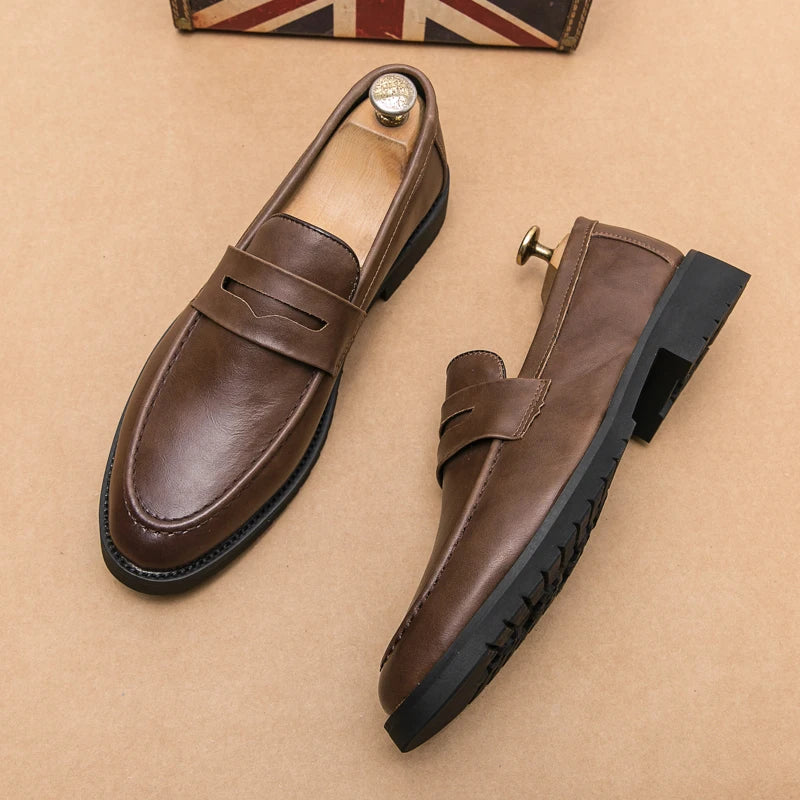 Xajzpa Black Men Loafers Soft Moccasins High Quality Spring Autumn Genuine Leather Shoes Men Business Office Dress Shoes Zapatos