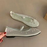 Xajzpa New Brand Women Flat Shoes Fashion Mesh Ladies Elegant Mary Jane Shoes Soft Sole Outdoor Dress Ballerinas