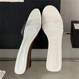 Xajzpa New Summer PVC Transparent Wedges Open Toe Women Slippers Low Heels Banquet Dress Beach Female Shoes