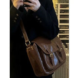 Xajzpa  Large Capacity Brown Messenger Bag Women Vintage Soft Chic Pu Leather Handbag Female Harajuku Casual Crossbody Bags New