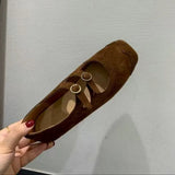 Xajzpa New Fashion Ladies Leather Flat Shoes Mary Jane Casual  Women Buckle Shoes Ladies Casaul Dress Low Heel Leather Shoes