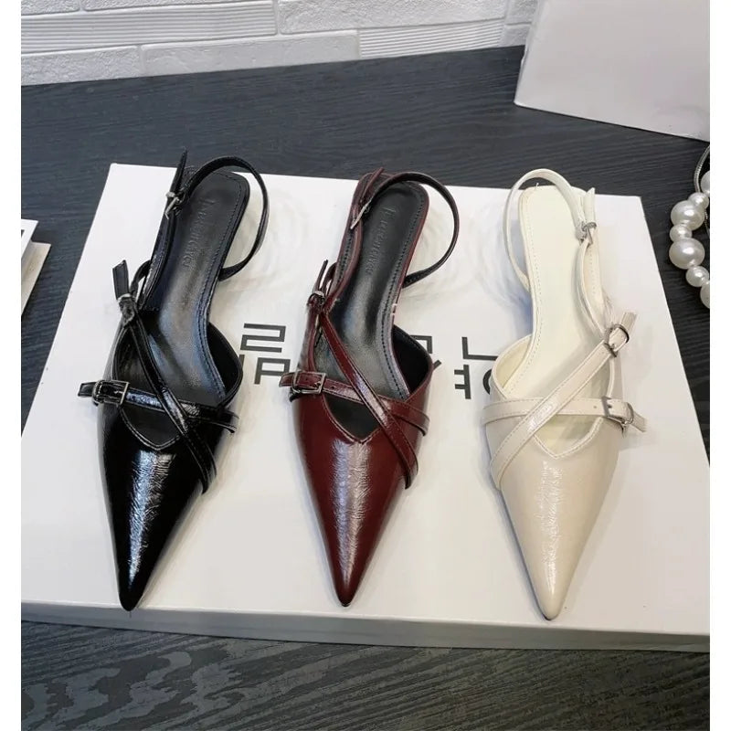 Xajzpa Elegant Party Dress Shoes for Women Sandals Women's Pointed Toe Heels Designer Stripper Shoe Talon Low Heels Pumps Zapatos