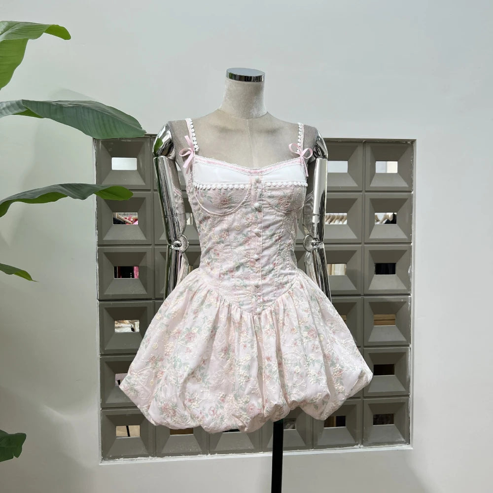 Xajzpa New Design Camisole Mini Dress Elegant Embroidery Botton Stretch Party Evening Birthday Outfit Luxury Festival Dresses Vestido