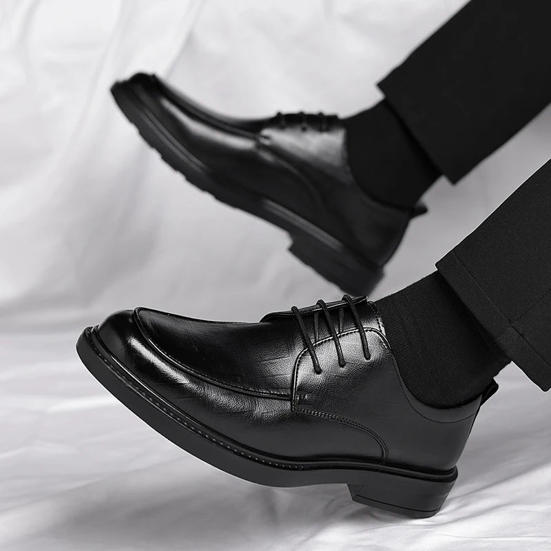 Xajzpa genuine leather fashionable casual men's classic business Oxford shoes versatile men's shoes wedding retro leather shoes