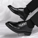 Xajzpa genuine leather fashionable casual men's classic business Oxford shoes versatile men's shoes wedding retro leather shoes