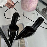 Xajzpa Spring Sexy Pointed Toe Ankle Buckle Strap Woman Pumps Sandals Elegant Thin Low Heels Slingbacks Female Mules Shoes