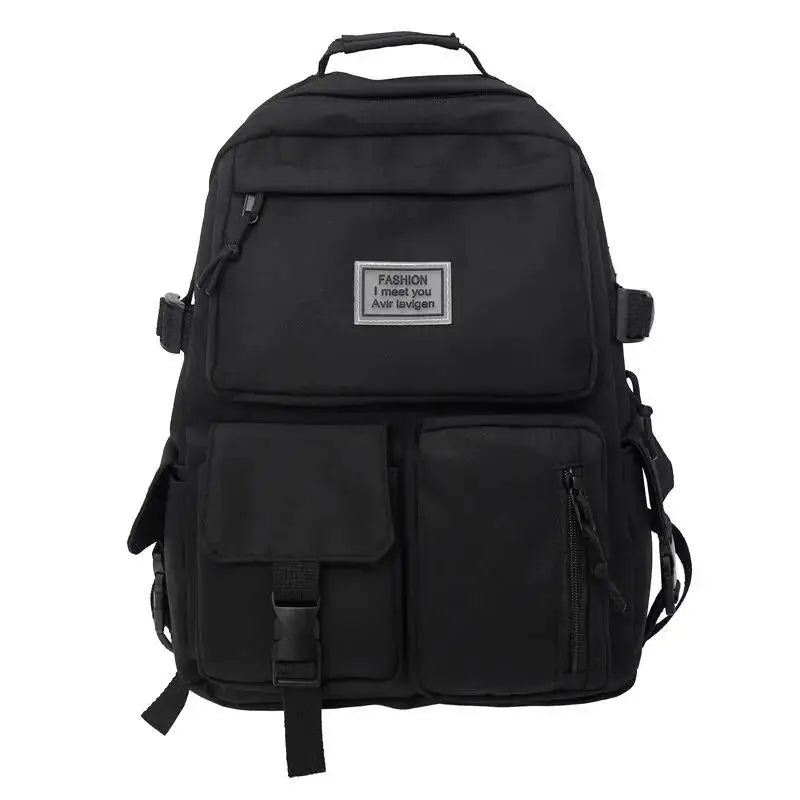 Xajzpa A Load Of Multi-pocket Men and Women Universal Nylon Large-capacity Leisure Simple Schoolbag Insert Buckle Computer Backpack