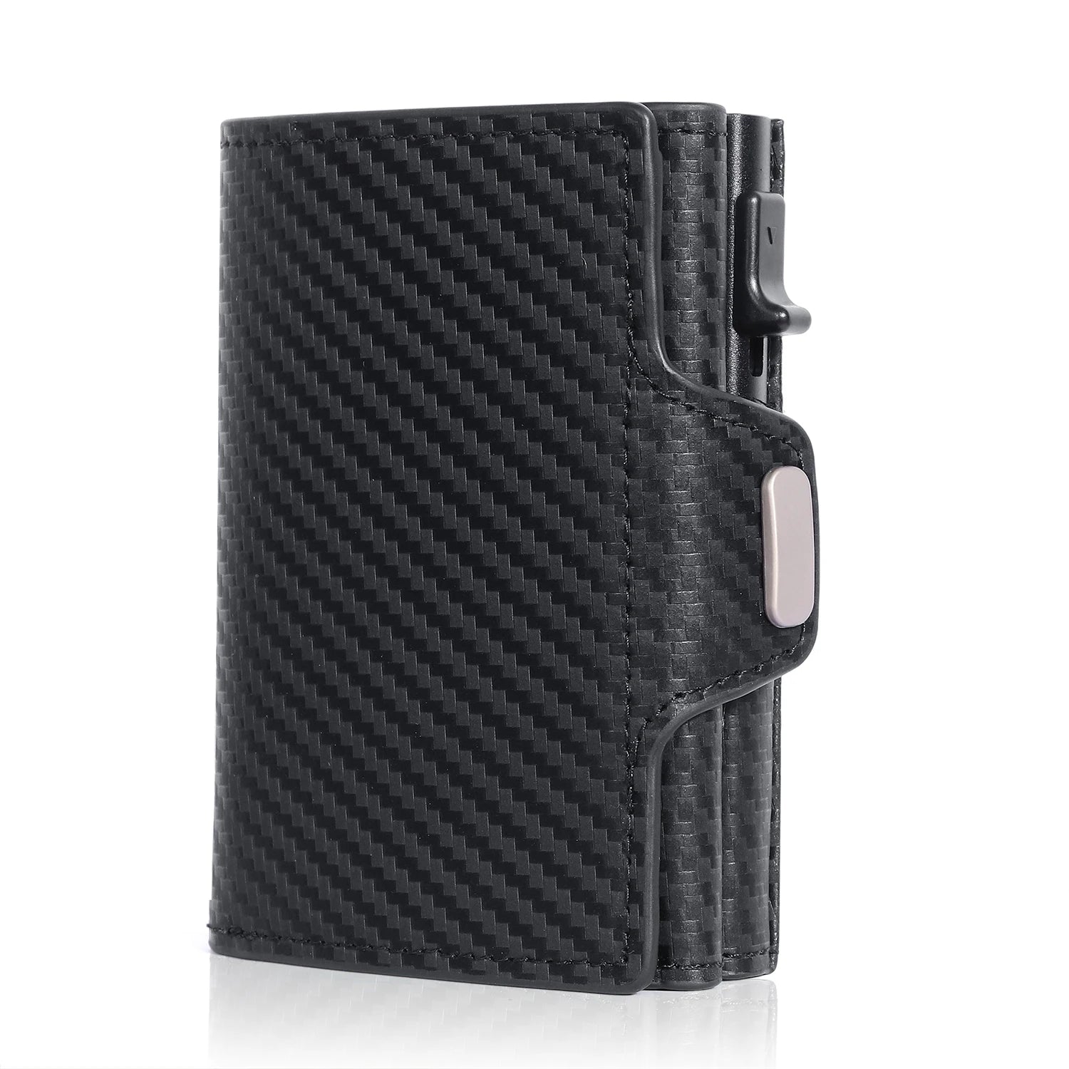 Xajzpa Pop-up Credit Card Case High-Quality Card ID Holders Leather Mini Wallet Men RFID Small Purse Brown Black Coffee Carbon Fiber