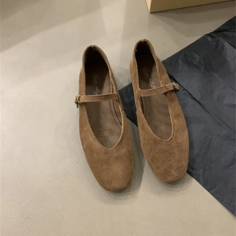 Xajzpa Brand New Women Flats Round Toe Shallow Slip On Ladies Casual Ballet Shoes Soft Leather Eelgant Dress Shoes Mujer Size