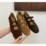 Xajzpa New Mary Janes Flats Shoes Ballet Casual Sneakers Women Sandals Loafers Trend Shallow Dress Suede Comfort Zapatos Mujer