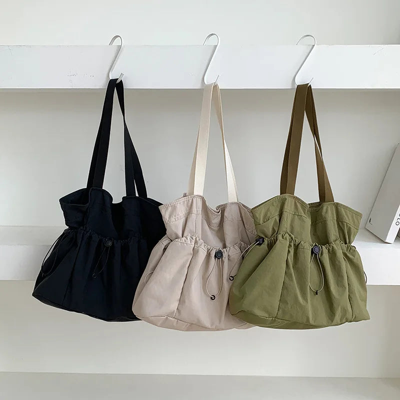 Xajzpa Comfortable Wearresistant Shoulder Bag Large Capacity Fashionable Versatile Nylon Tote Bag Student Class Simple Commuting Bag