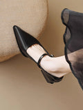Xajzpa Flat Black Shoes For Women Oxfords Pointed Toe Female Footwear Leather New Dress On Heels Summer Mary Janes Office & Career