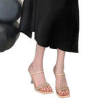 Xajzpa Square Toe Slippers Women Summer Slides Jelly Flip Flops Low Female Tap Fashion Shoes Heeled Mules Pantofle Glitter Hawaiian Lux