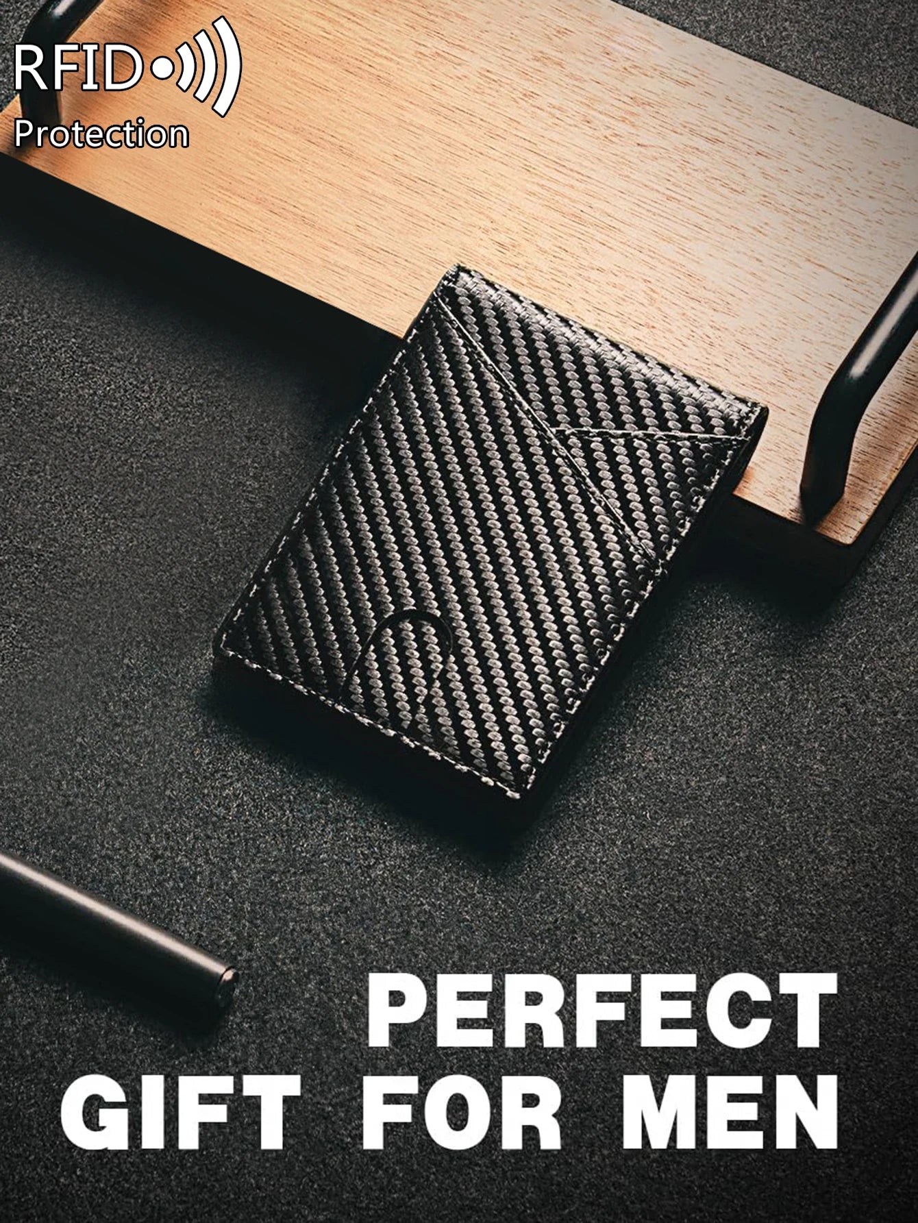 Xajzpa RFID Anti-theft Brush Men's Wallet Portable Double Fold Cross Front Pocket Card Holder Multifunctional 12card Slot Short Zero Wallet