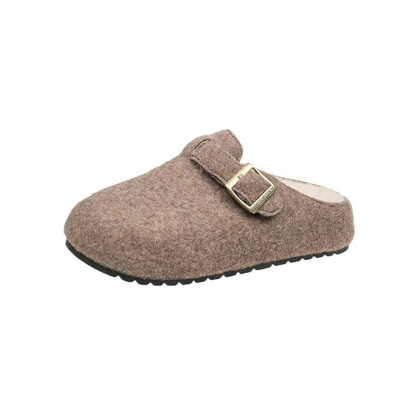 Xajzpa Women's Cotton Cloth Clogs Cork Footbed Leather Mules Slippers Comfortable Fashion Potato Shoes Arch Support Cotton Slippers