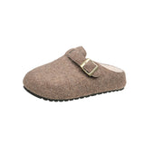 Xajzpa Women's Cotton Cloth Clogs Cork Footbed Leather Mules Slippers Comfortable Fashion Potato Shoes Arch Support Cotton Slippers