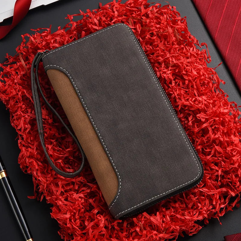 Xajzpa Men's Long Wallet Fashion Multiple Card Slots Card Holder Slim Brand Designer Men Business Wallet Zipper Phone Pouch Coin Purse