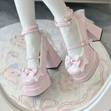 Xajzpa 2025 Christmas Women's Sweet JK Princess Lolita High Heels Girlish Campus Style Leather Shoes