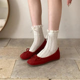 Xajzpa Soft Bow-Knot Women Shoes Autumn Ballet Flats Increas Height Clogs Platform Modis Low Heels Shallow Mouth Female Footwear Butter