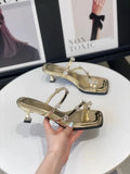 Xajzpa Shoes Ladies' Slippers Rubber Flip Flops Luxury Slides Slipers Women Thin Heels Square Toe Hawaiian Designer 2025 Glitter