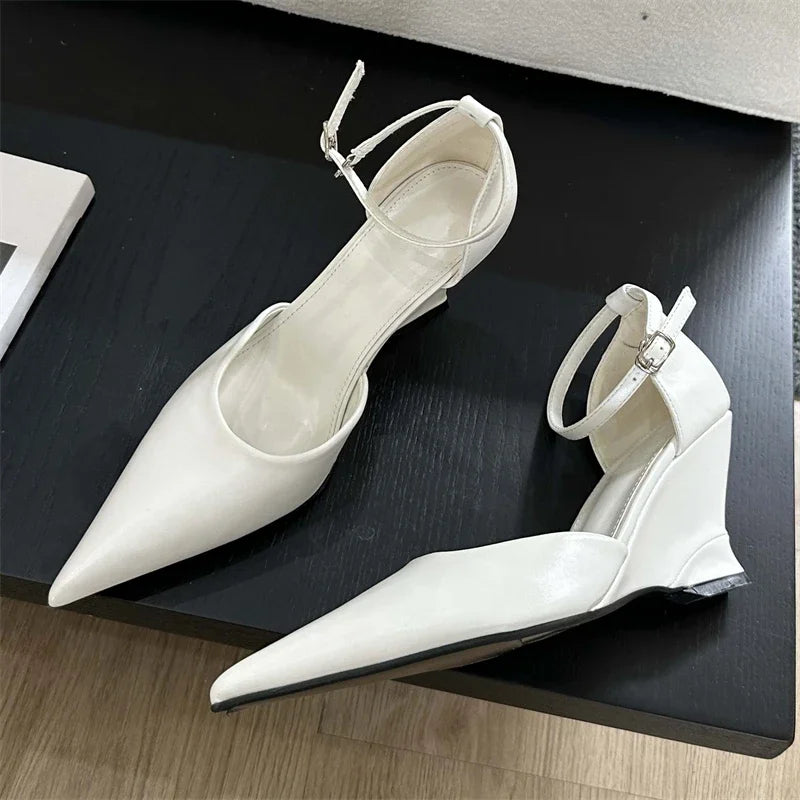 Xajzpa Spring Fashion Candy Pointed Toe Women Pumps Slingback Wedges High Heels Party Prom Mules Shoes Zapatos De Mujer