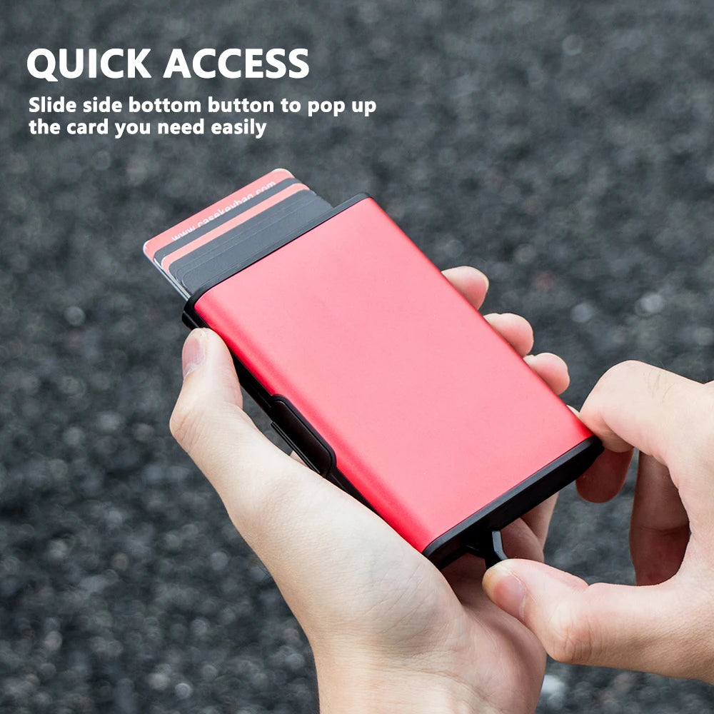 Xajzpa Rfid Credit Card Holder Men Minimalist Coin Wallets Pop Up Metal Id Bank Cardholder Case Identification Card Holder Folders