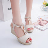 Xajzpa Fashion Womens Shoes 2025 Beige Heeled Sandals Open Toe Med Clogs Wedge Luxury Black Girls Elastic Band Peep Comfort Medium  Pla
