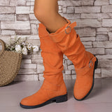 Xajzpa New Women Stylish Mid-Calf Slouchy Boots Soft Comfortable Round Toe Design Easy Pull-On Closure Outdoor Casual Shoes Shoes