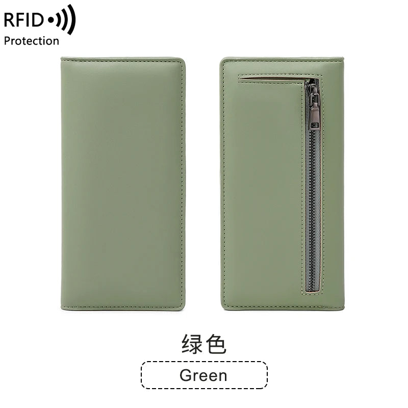 Xajzpa Minimalist RFID Ultra-thin Women's Long Wallet PUdouble Folding Wallet Multifunctional Women's Coin Credit Card Bag Hand-held Bag