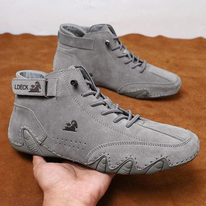 Xajzpa Leather Walking Shoes for Men New Casual Luxury Man Boots Outdoor High Top Sneakers Fashion Roman Footwear Motorcycle Boots