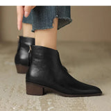 Xajzpa New Autumn Genuine Leather Ankle Boots Pointed Toe Women Boots Retro Short Boots Women Shoes Winter Retro Chelsea Boots