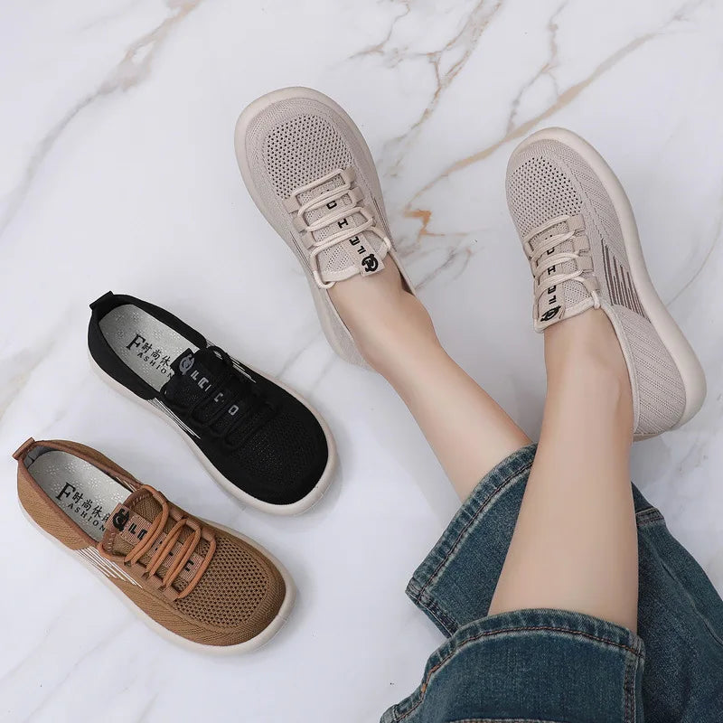Xajzpa 2025 Summer New Women's Traditional Cloth Shoes High Elastic Knitted Casual Walking Shoes Lightweight Travel Footwea