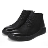 Xajzpa Men's Chelsea Cotton Boots Winter Men's Genuine Leather Shoes High Top Men Plush Sapato Social Masculino Zapatos Para Hombres