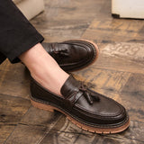 Xajzpa Men's Casual Fashion High Quality Tassel Breathable Luxury Brand Le Fu Mo Ka Xin Shoes, One Step Stepping Men's Flat Shoes