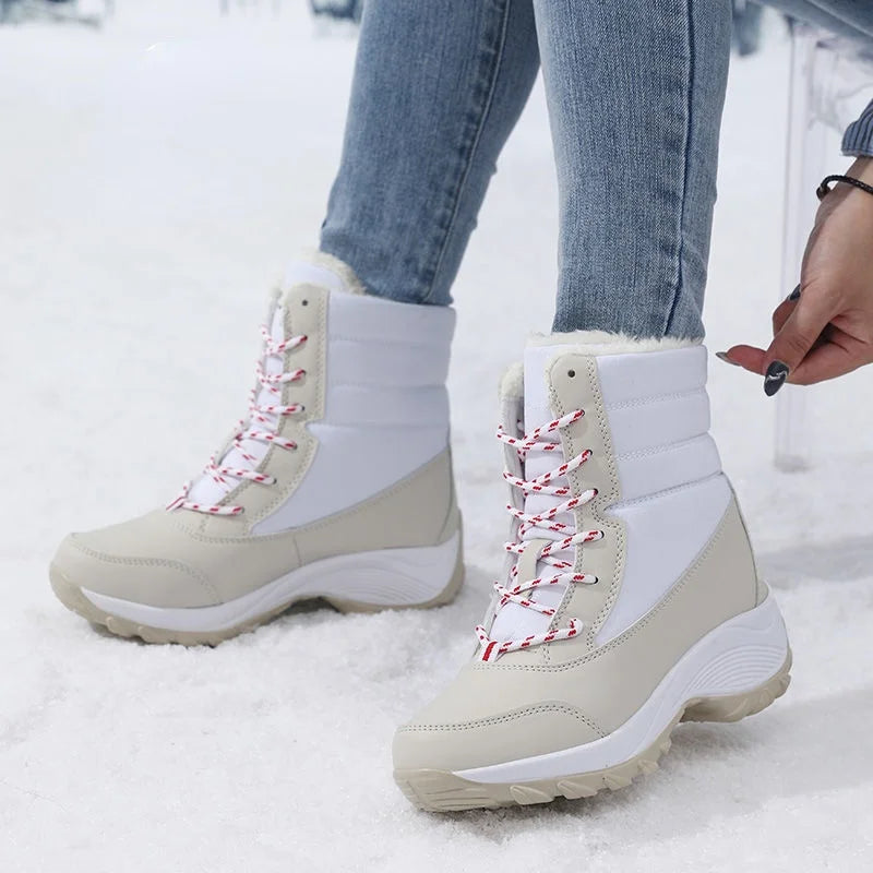 Xajzpa Ankel Boots for Women Winter Outdoor Warm Snow Boots Chunky Platform Waterproof Non-slip Warm Shoes Woman Boots Plus Size Casual