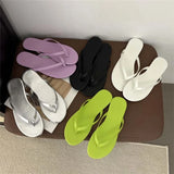 Xajzpa Summer Clip Toe Flat Heels Slippers Women Casual Beach Shoes Concise Candy Color Flip Flops Zapatos De Mujer