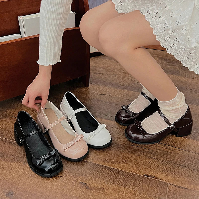 Xajzpa New Mary Jane Shoes Women's Elegant Low Heel Shoes Fashion Casual Buckle Single Shoes Ladies College Style Footwear Single Pumps