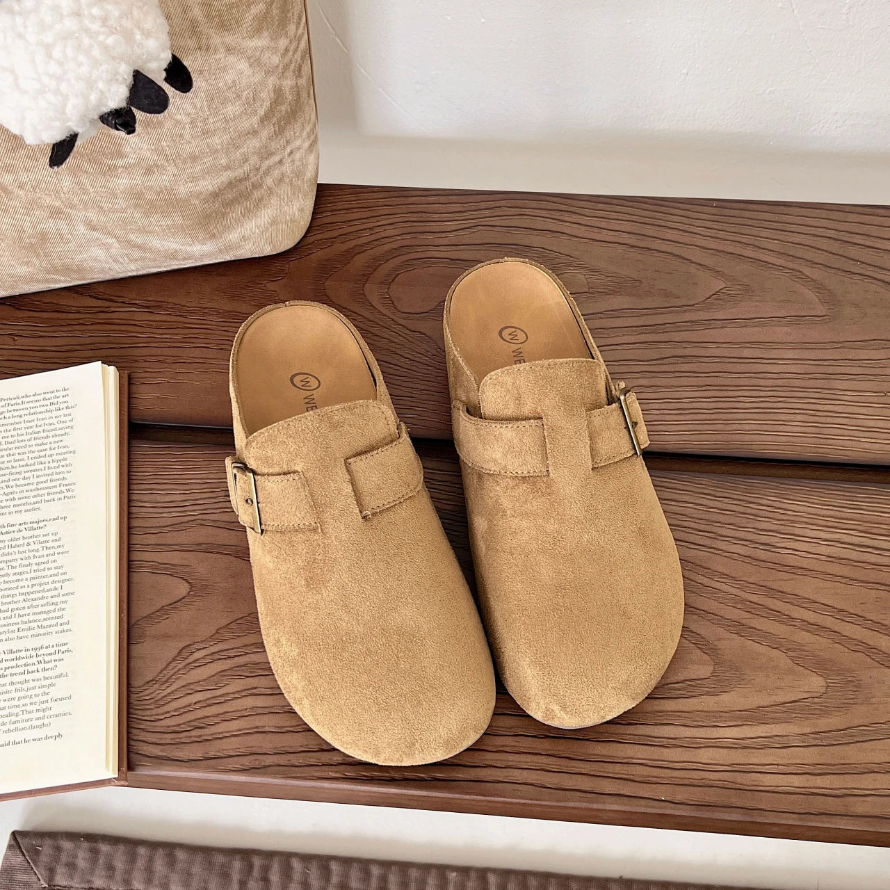 Xajzpa New Style Classic Fashion Women Suede Mules Slippers Clogs Cork Insole Sandals with Arch Support Outdoor Beach Slides Home Shoes