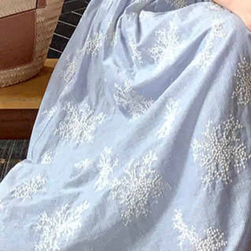 Xajzpa Fashion Embroidered Bow Dress Women's V Neck Off Shoulder Hanging Neck Dresses 2025 Summer New Tide