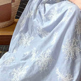 Xajzpa Fashion Embroidered Bow Dress Women's V Neck Off Shoulder Hanging Neck Dresses 2025 Summer New Tide