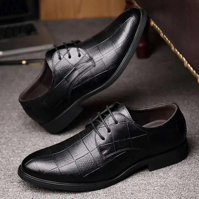 Xajzpa Classic Men's Leather Shoe Autumn Men Business Dress Shoe British Comfort Casual Social Shoe Male Allmatch Wedding Shoes