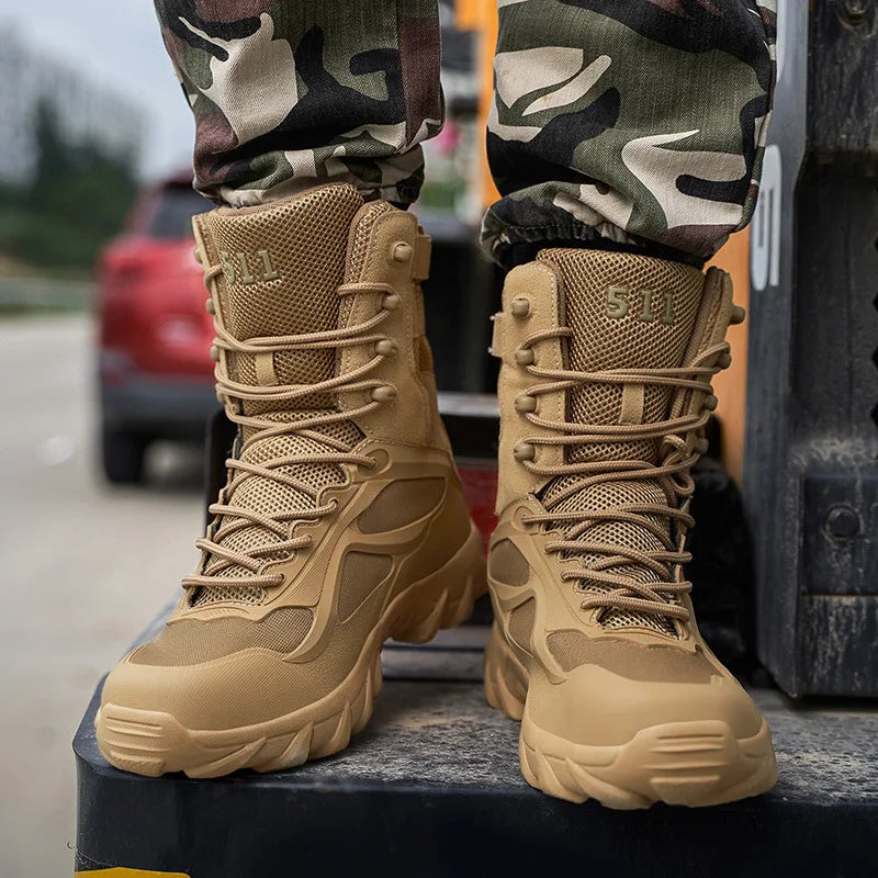 Xajzpa Men Tactical Boots Autumn Special Forces Field Man Boot Lightweight Outdoor Non-Slip Waterproof Shoes Zapatillas Hombre