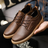 Xajzpa Fashionable men's casual leather shoes, outdoor sports hiking shoes, business soft soles, anti slip driving dad loafers