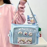 Xajzpa Preppy Style Candy Colour Cute Shoulder Bag Anime Expo Transparent Badge Display Messenger Bag Women Doll Itabag Crossbody Bag