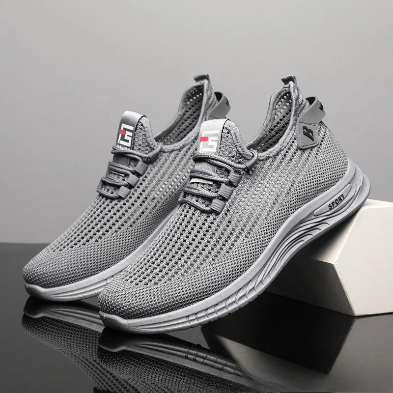 Xajzpa Men's Sneakers Classic Casual Shoes Breathable Mesh Running Sneakers Without Laces Lightweight Men Shoes 2025 Summer New